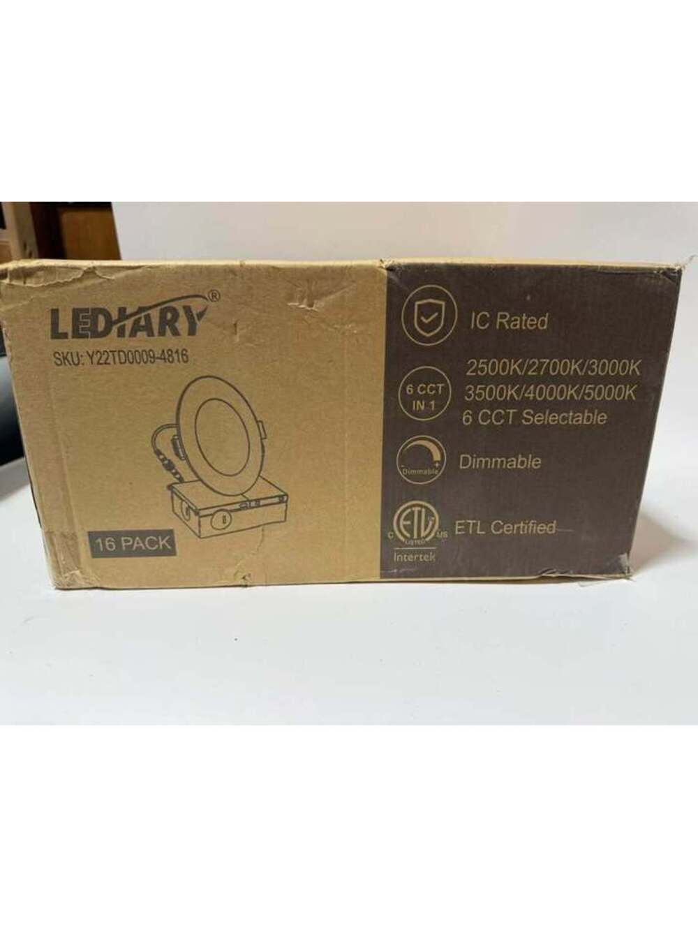 LEDIARY 16 Pack 6CCT LED Recessed Lighting 6 inch with Junction Box 2500K-5000